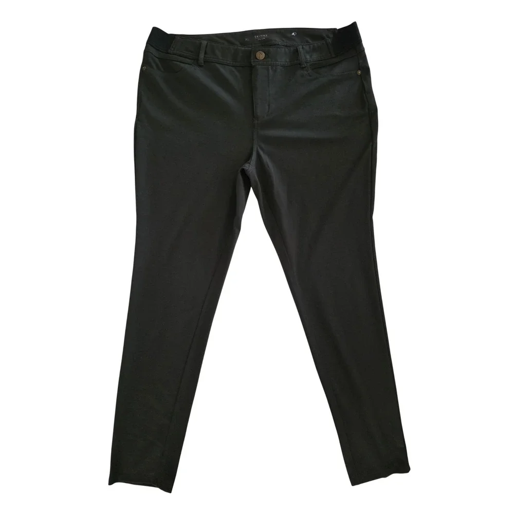 Simply Vera Vera Wang Womens XL Skinny Mid Rise Pants Dark Gray Elastic Waist